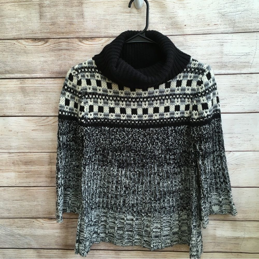 NEW WITH TAGS DECREE COWL NECK SWEATER IN FAIR ISLE PRINT